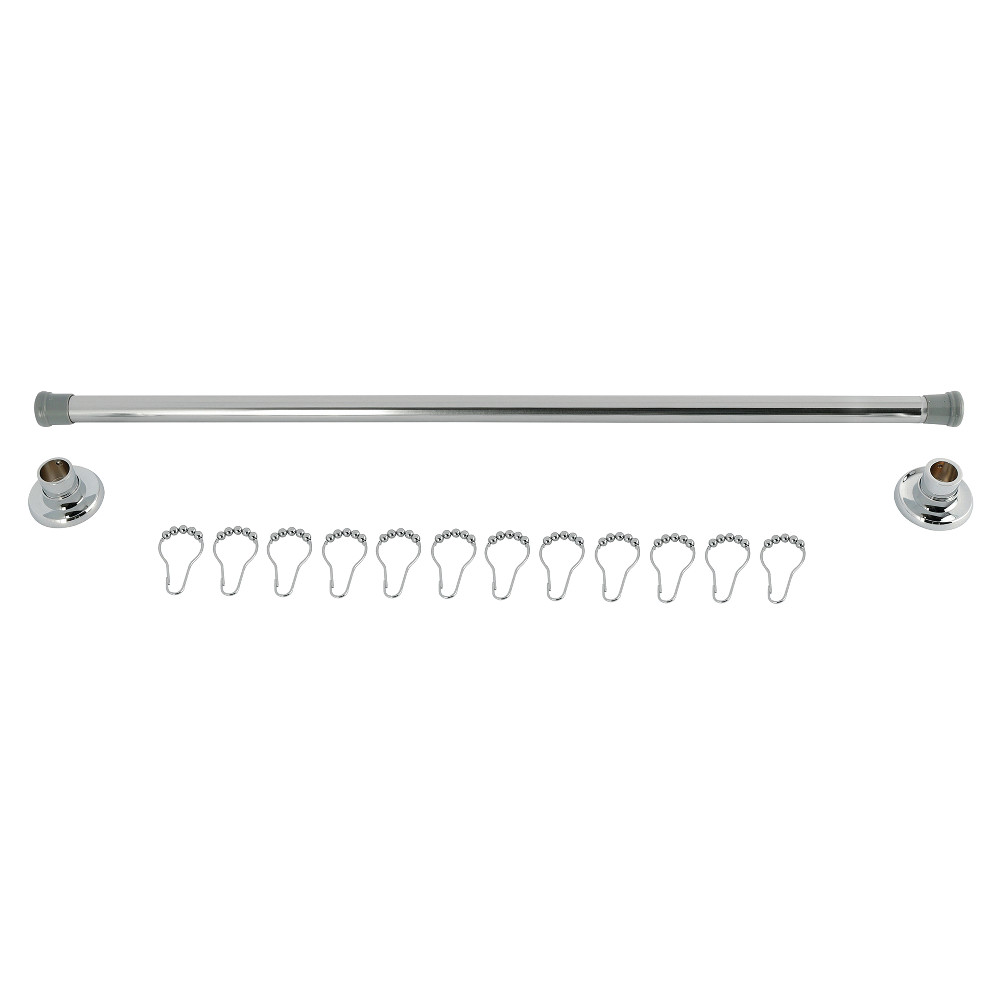 KSR361 Edenscape 36 in. -60 in. Stainless Steel Adjustable Shower Curtain Rod with Rings - Polished Chrome