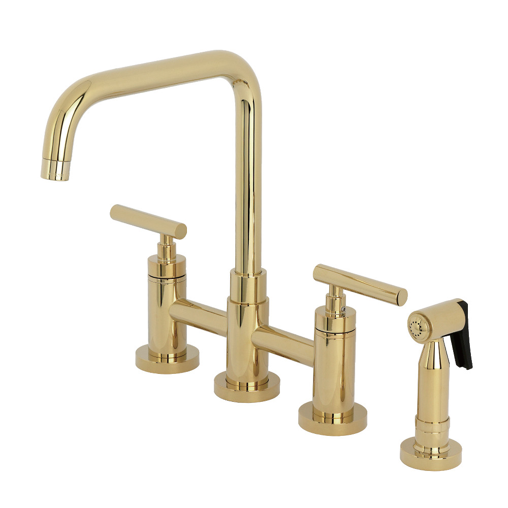KS8282CMLBS Manhattan Bridge Kitchen Faucet with Brass Side Sprayer - Polished Brass