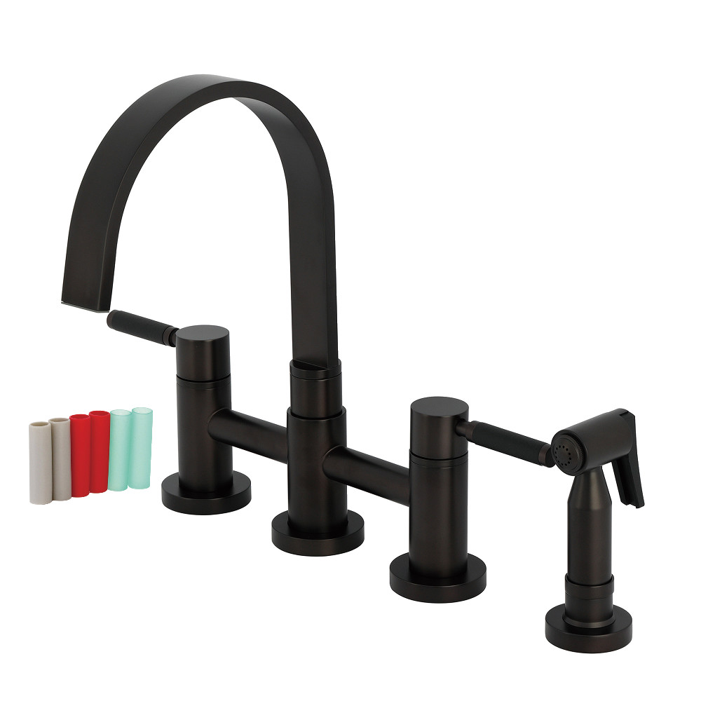 Picture of Kingston Brass KS8265DKLBS 8 x 7.31 x 12.31 in. Kaiser Bridge Kitchen Faucet with Brass Side Sprayer, Oil Rubbed Bronze