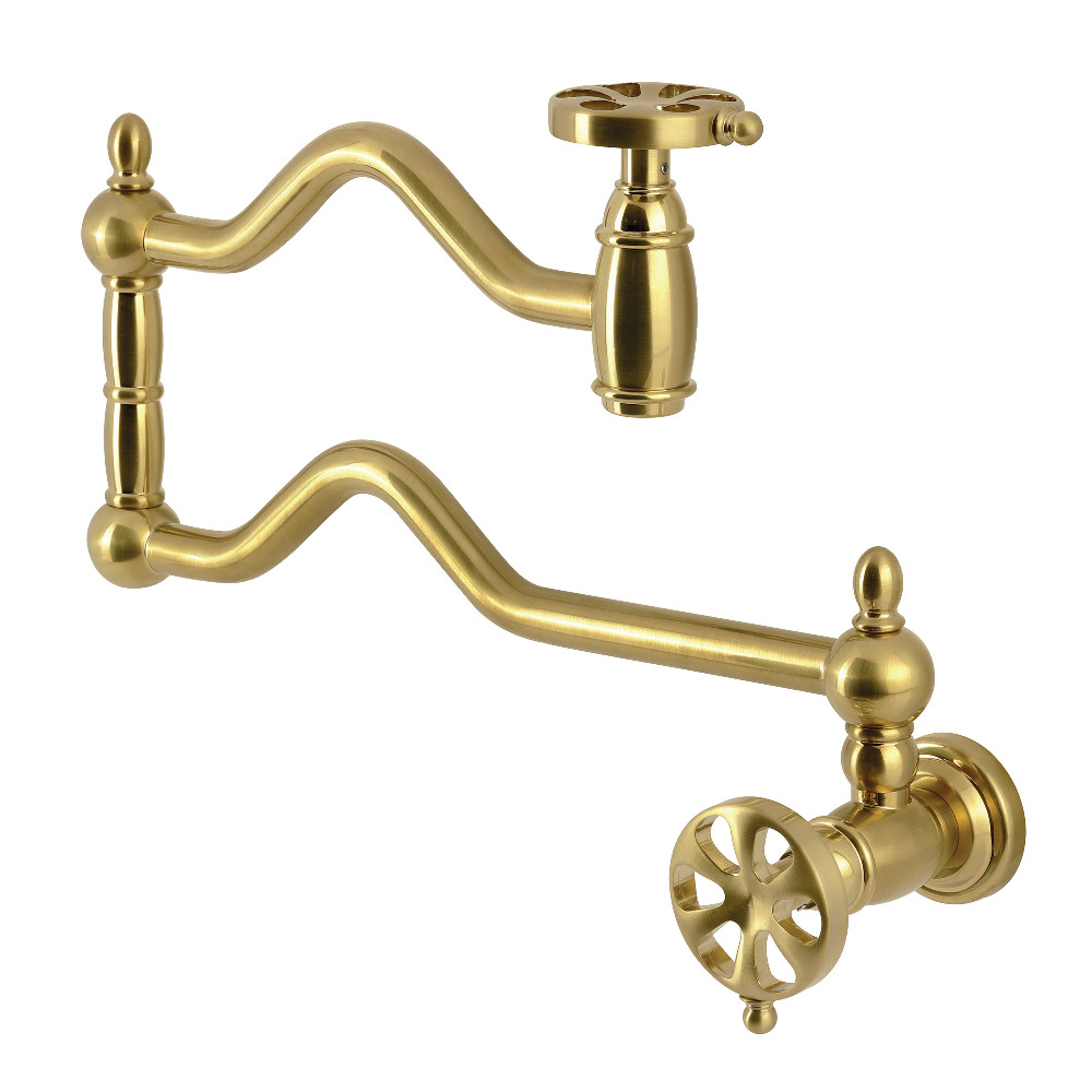 Picture of Kingston Brass KS2107RX 25.87 x 2.5 x 9.18 in. Belknap Wall Mount Pot Filler Faucet, Brushed Brass