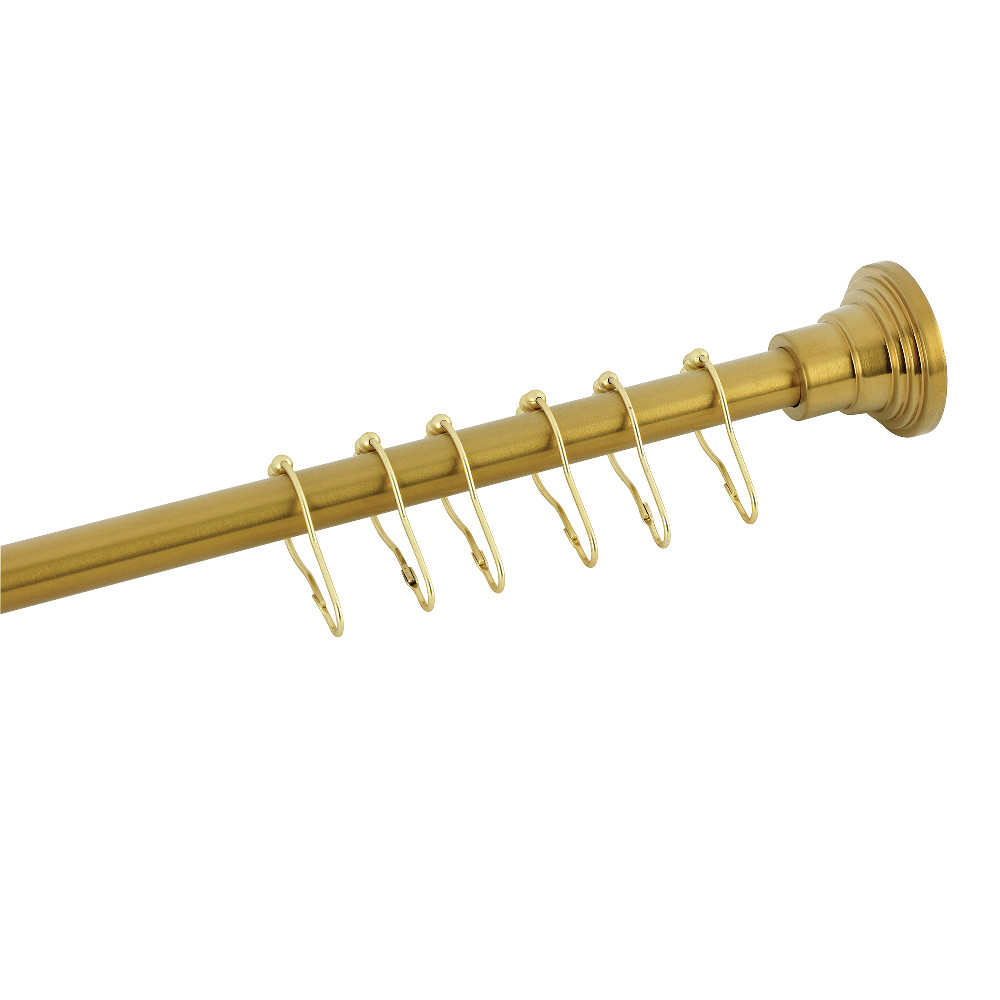 SCC2817 Edenscape 38 in. -60 in. Stainless Steel Adjustable Shower Curtain Rod with Rings - Brushed Brass