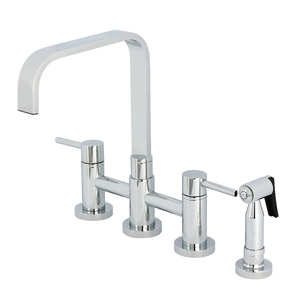 Picture of Kingston Brass KS8251DLBS Concord Bridge Kitchen Faucet with Brass Side Sprayer - Polished Chrome