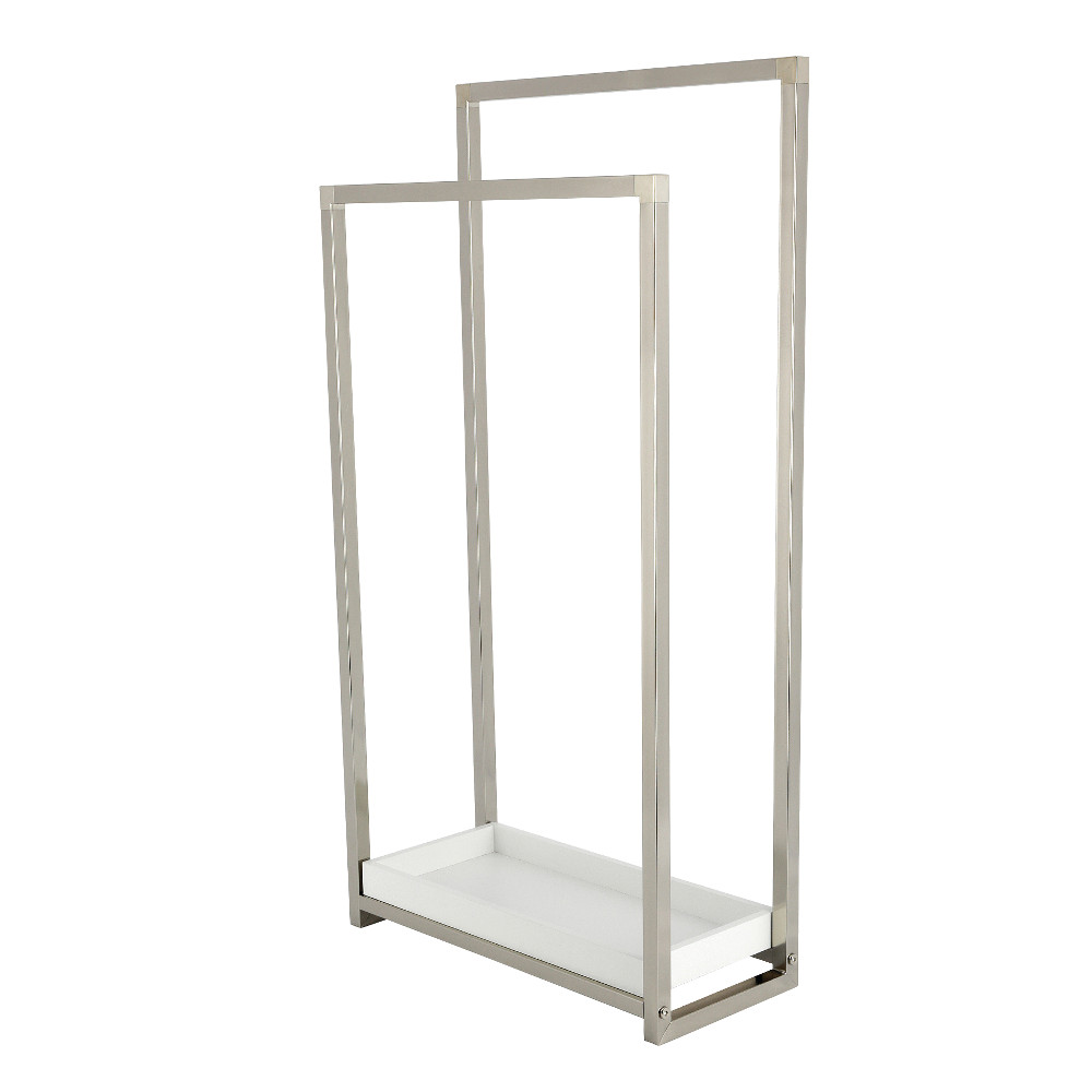 Edenscape 33.62in. Polished Nickel Freestanding Towel Rack - 2-Tier Design