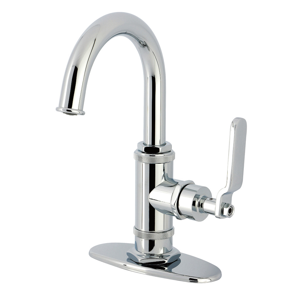 KSD2211KL Whitaker One-Handle Single-Hole Bathroom Faucet with Deck Plate & Push Pop-Up Drain - Polished Chrome