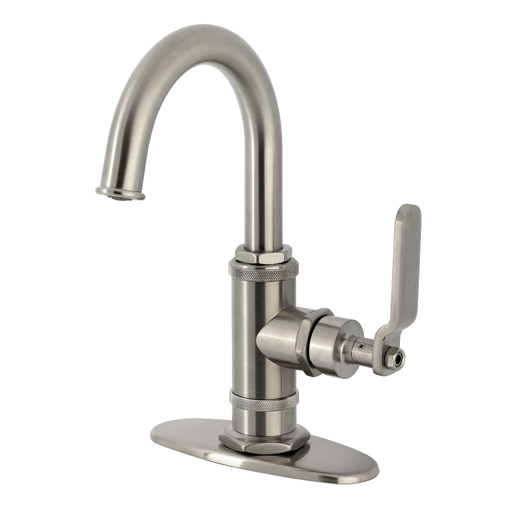 KSD2218KL Whitaker One-Handle Single-Hole Bathroom Faucet with Deck Plate & Push Pop-Up Drain - Brushed Nickel