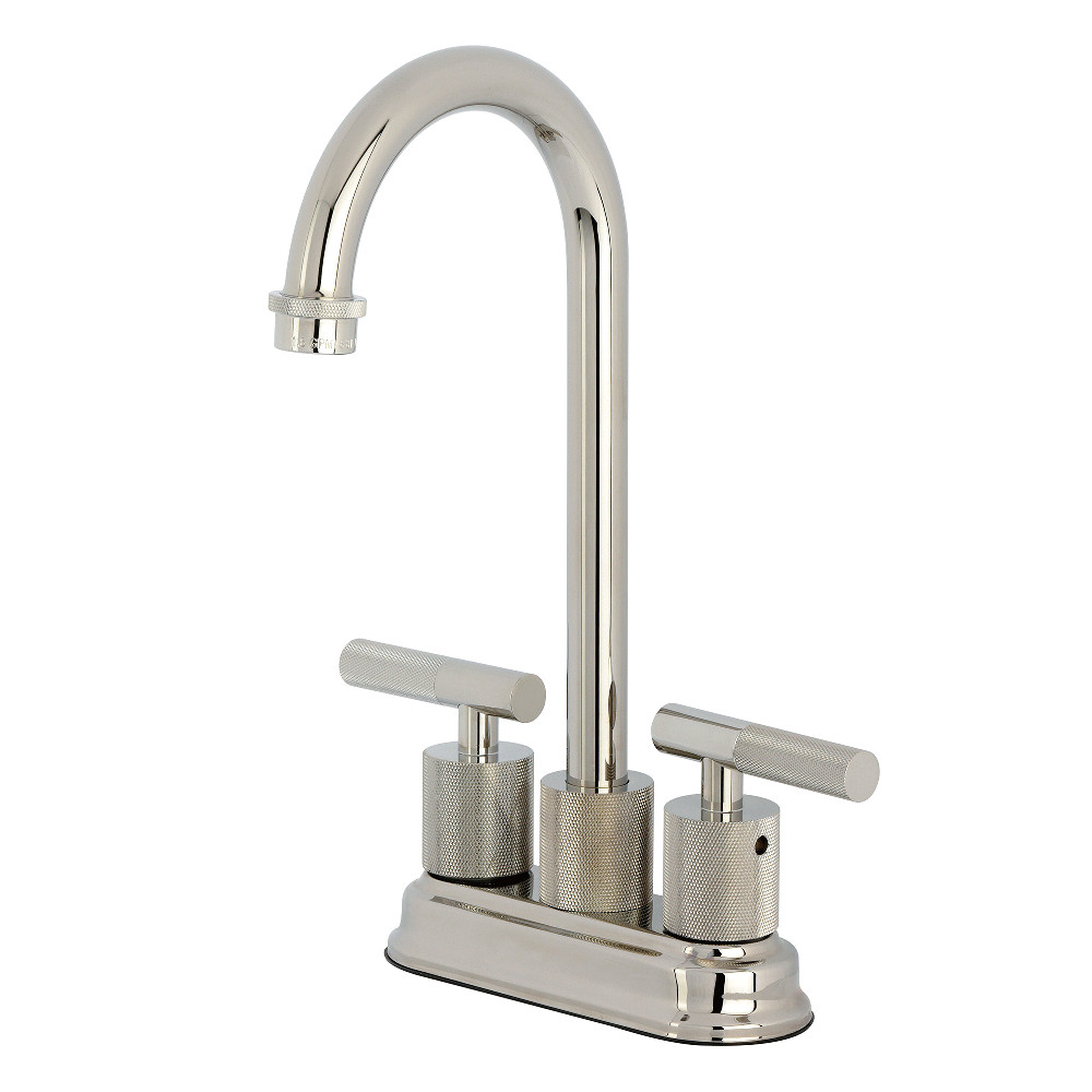 Picture of Kingston Brass KB5496KNL Convergent Double-Handle 4 in. Center Set Bar Faucet with Knurled Handle - Polished Nickel