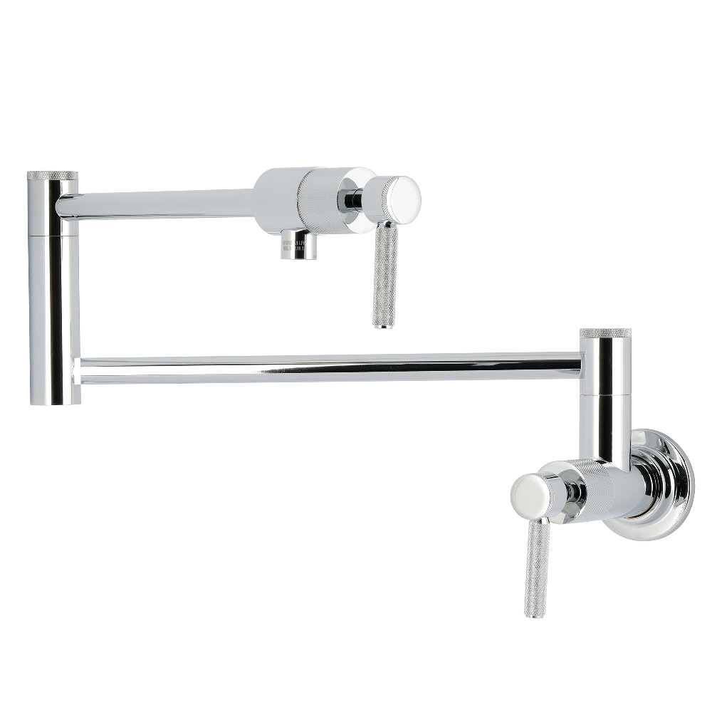Picture of Kingston Brass KS4101KNL 13 x 2.62 x 7.93 in. Convergent Wall Mount Pot Filler Faucet with Knurled Handle - Polished Chrome
