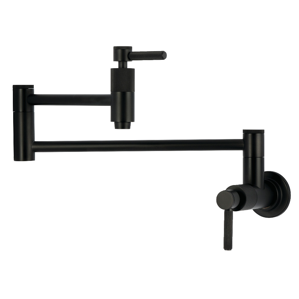 Picture of Kingston Brass KS8100KNL 13 x 2.62 x 9.75 in. Convergent Wall Mount Pot Filler Faucet with Knurled Handle - Matte Black