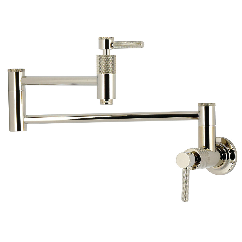 Picture of Kingston Brass KS8106KNL 13 x 2.62 x 9.75 in. Convergent Wall Mount Pot Filler Faucet with Knurled Handle - Polished Nickel