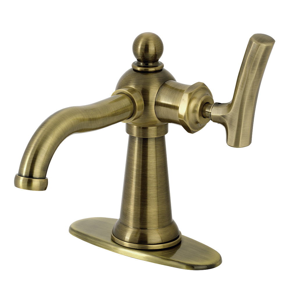 KSD3543TKL Hallerbos One-Handle Single-Hole Bathroom Faucet with Deck Plate & Push Pop-Up Drain - Antique Brass