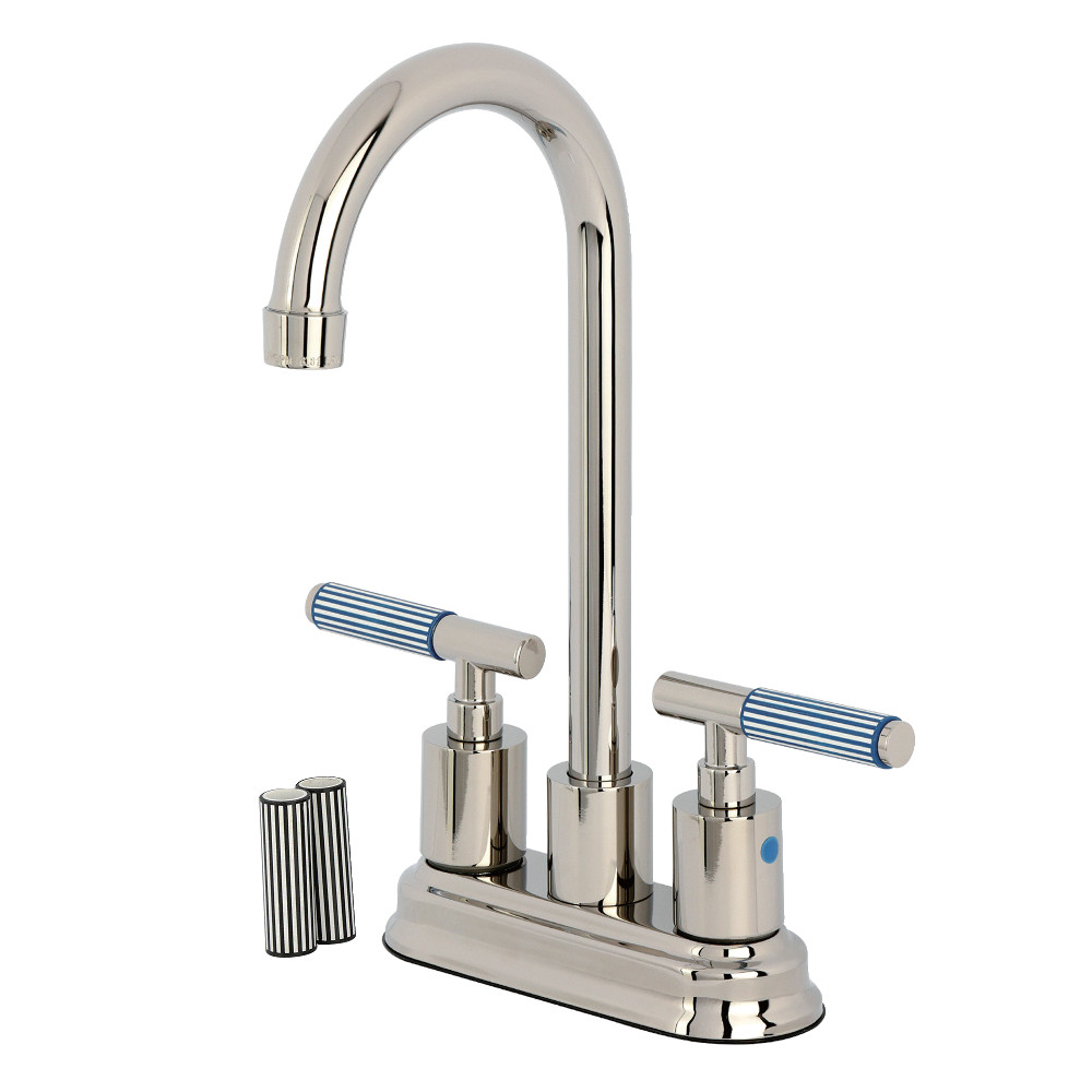 Picture of Kingston Brass KB8496KPS Verona Double-Handle 4 in. Center Set Bar Faucet - Polished Nickel