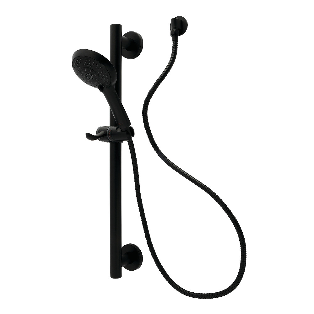 Shower System with Grab Bar & Hand Shower - Matte Black - 5 Spray Settings - Safety & Style Combined