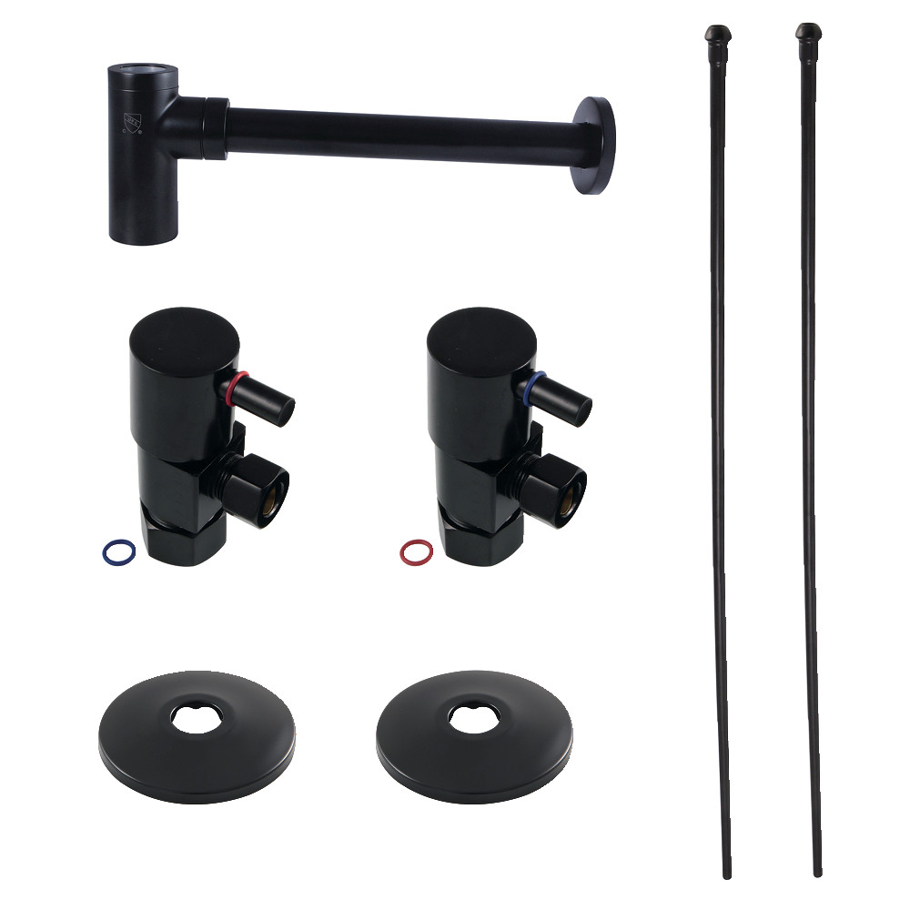 Modern Sink Trim Kit - Matte Black - 7-Piece Set - Solid Brass