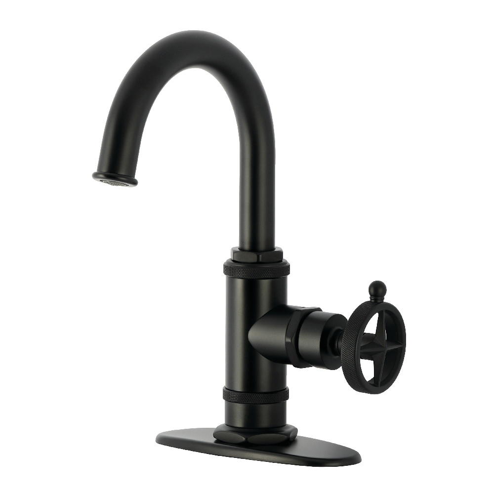 KSD2210RNK Levante One-Handle Single-Hole Bathroom Faucet with Deck Plate & Push Pop-Up Drain - Matte Black