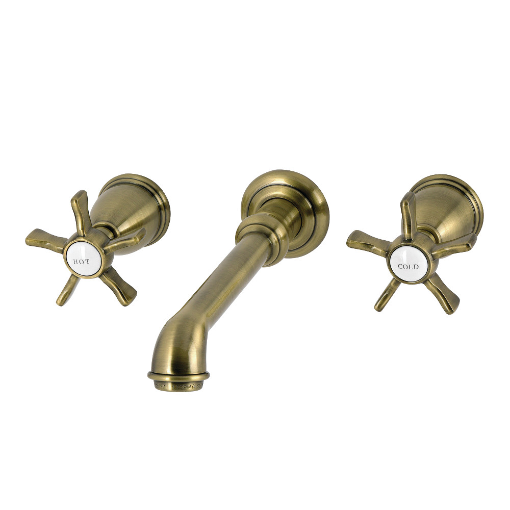 KS7123NX Hamilton Double-Handle Wall Mount Bathroom Faucet - Antique Brass