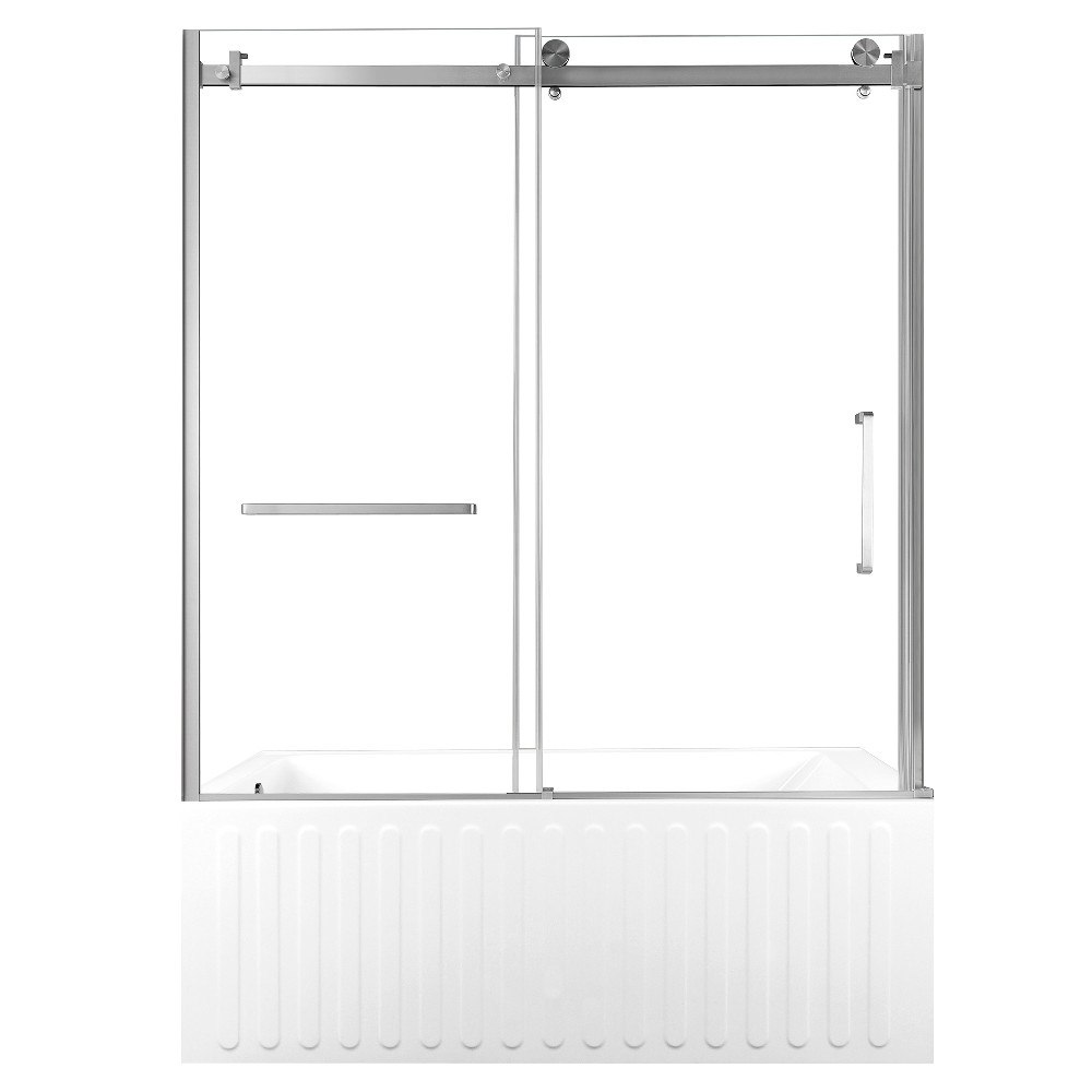 KVTDE603121L8 60 x 30.68 x 82.06 in. Acrylic Rectangular 3-Wall Alcove Tub Combo with Tub Door - White & Brushed Nickel