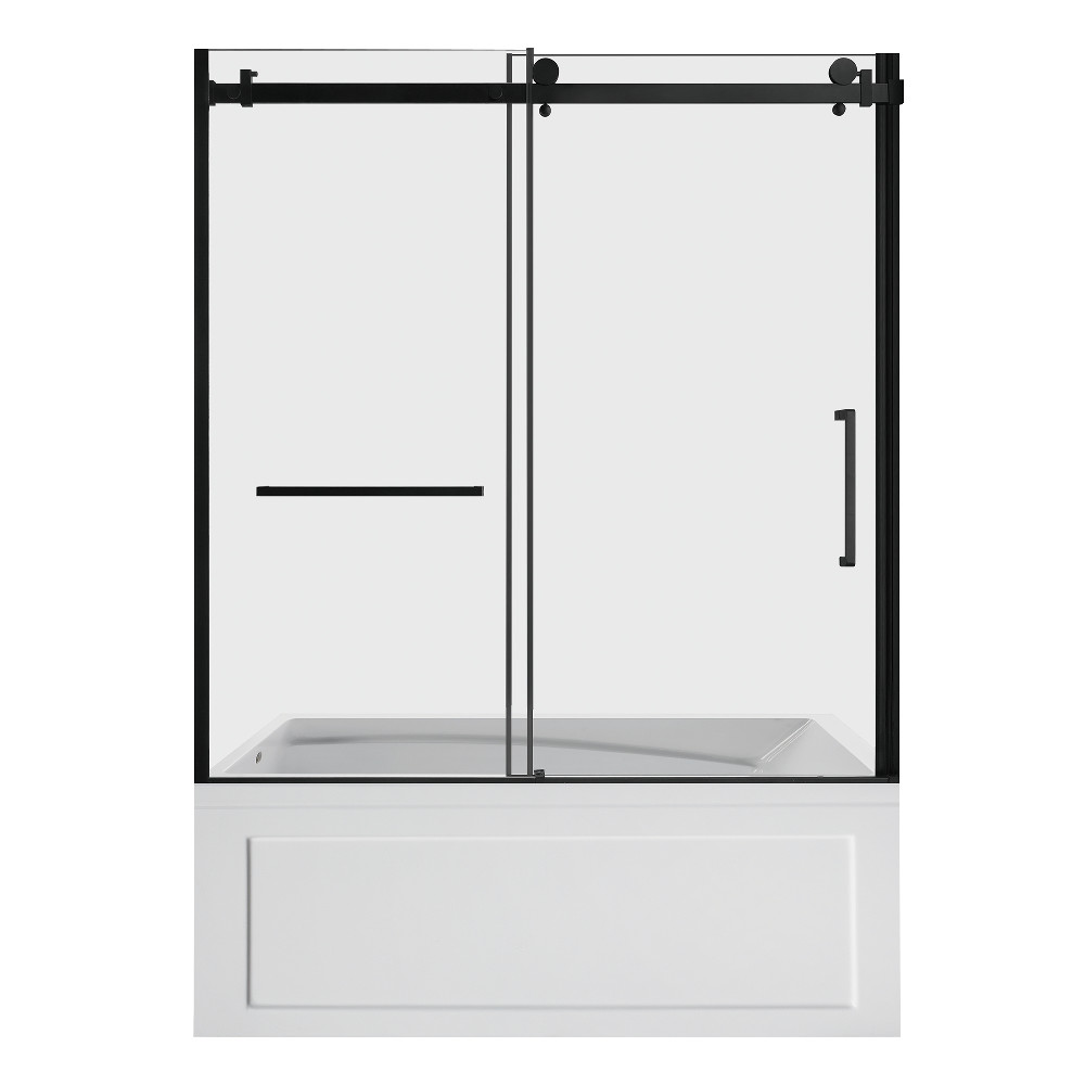 KVTAM6032L22B0 60 x 32 x 81.25 in. Acrylic Rectangular 3-Wall Anti-Skid Alcove Tub Combo with Tub Door - White & Matte Black