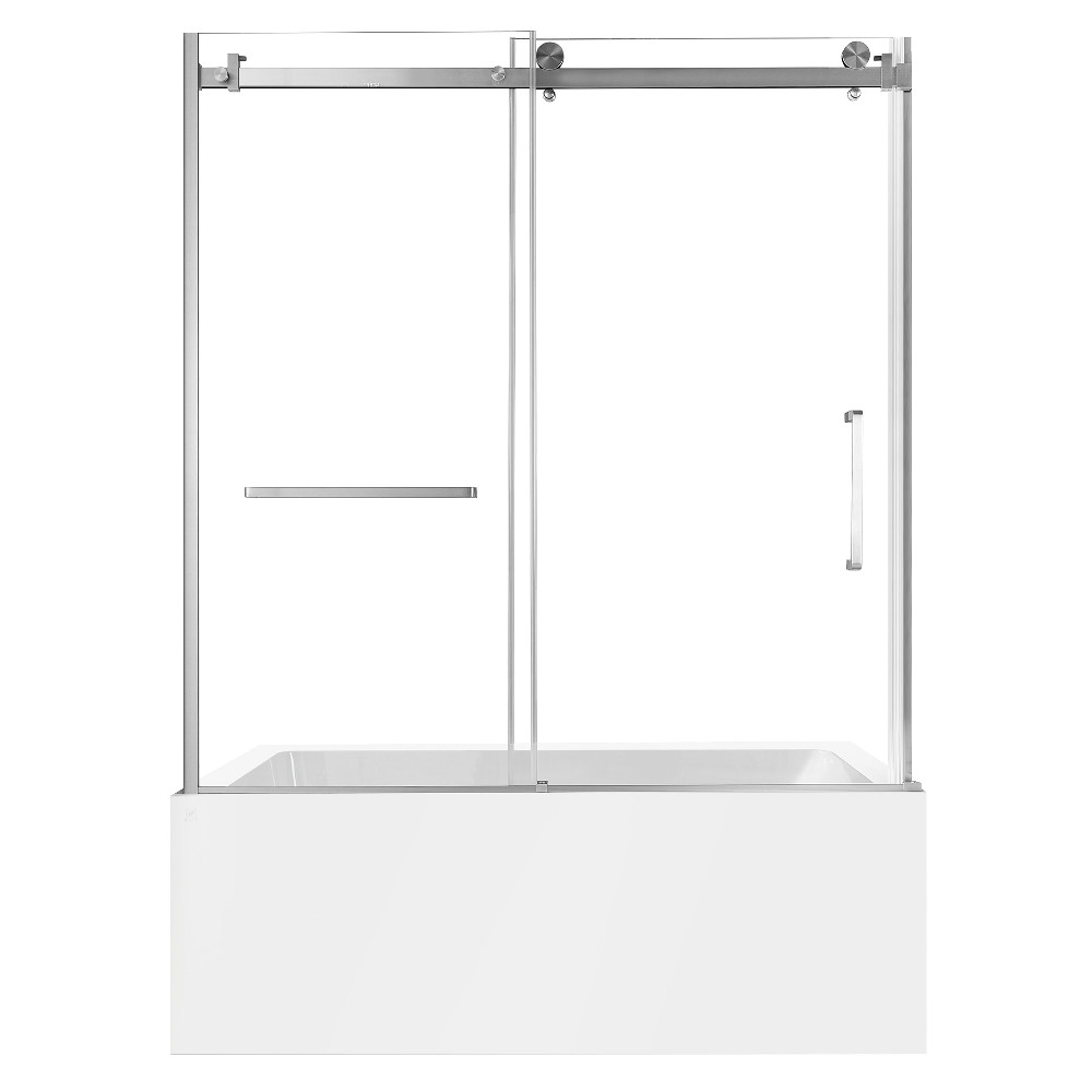 KVTAP6032L22C8 60 x 32 x 81.43 in. Acrylic Rectangular 3-Wall Anti-Skid Alcove Tub Combo with Tub Door - White & Brushed Nickel