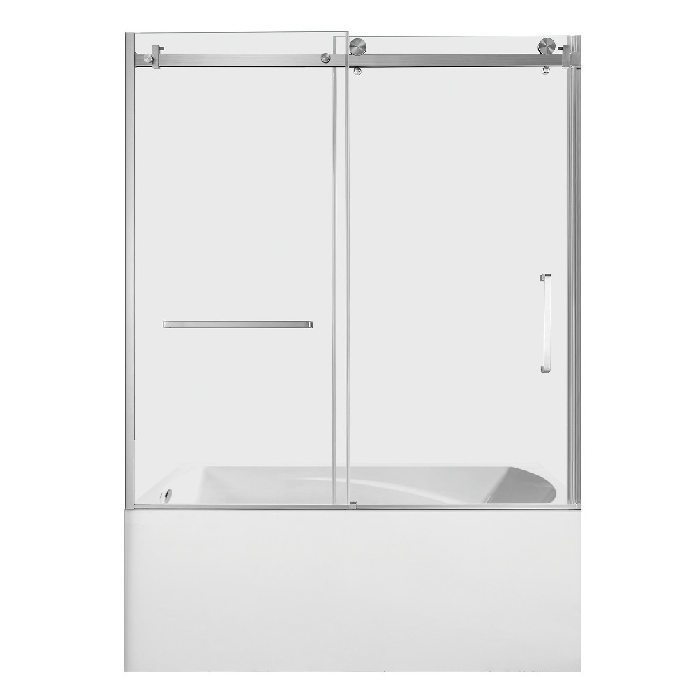 KVTAM6032L218 60 x 32 x 81 in. Acrylic Rectangular 3-Wall Alcove Tub Combo with Tub Door - White & Brushed Nickel