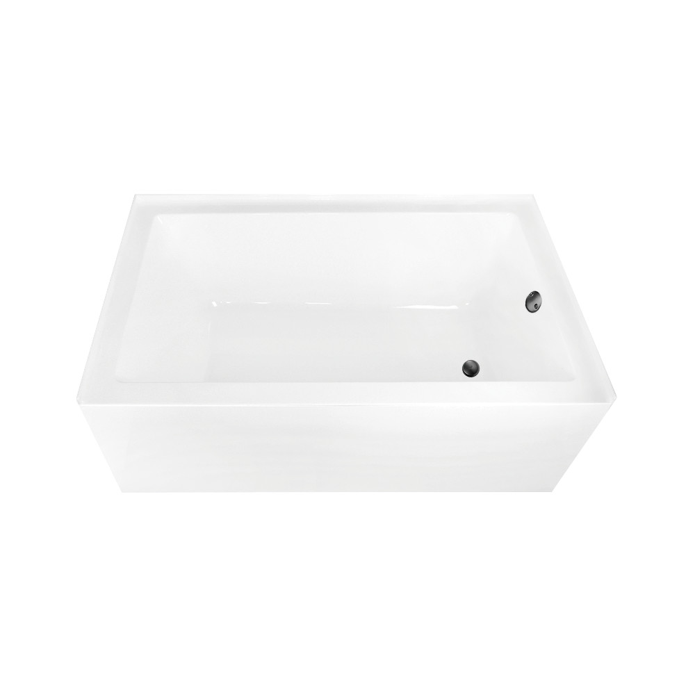 CVTAP603622R0 60 x 36 x 21.62 in. Acrylic Rectangular 3-Wall Alcove Tub Combo with Waste & Overflow Drain - Glossy White & Matte Black