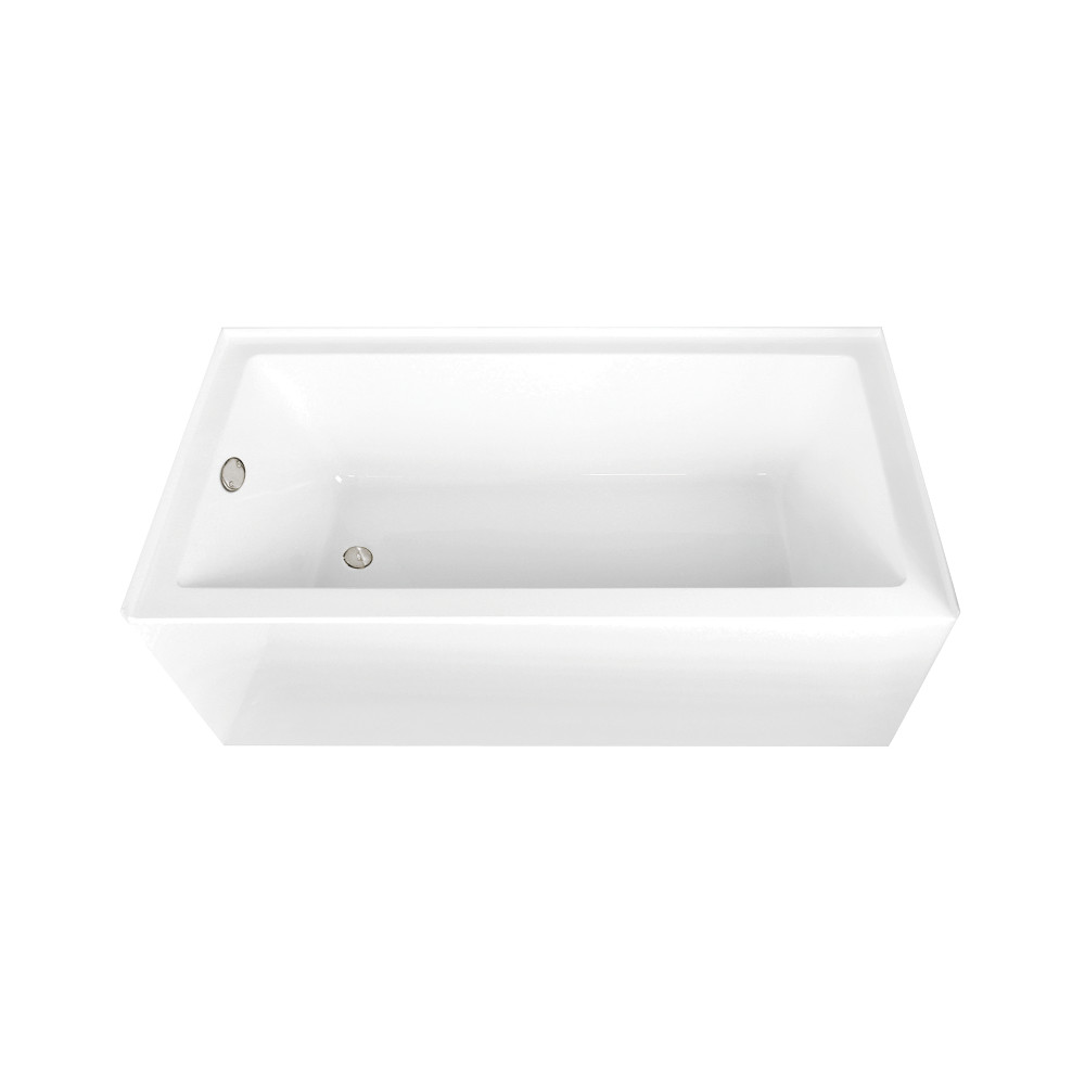CVTAP663222L6 Acrylic Rectangular 3-Wall Alcove Tub Combo with Waste & Overflow Drain - Glossy White & Polished Nickel