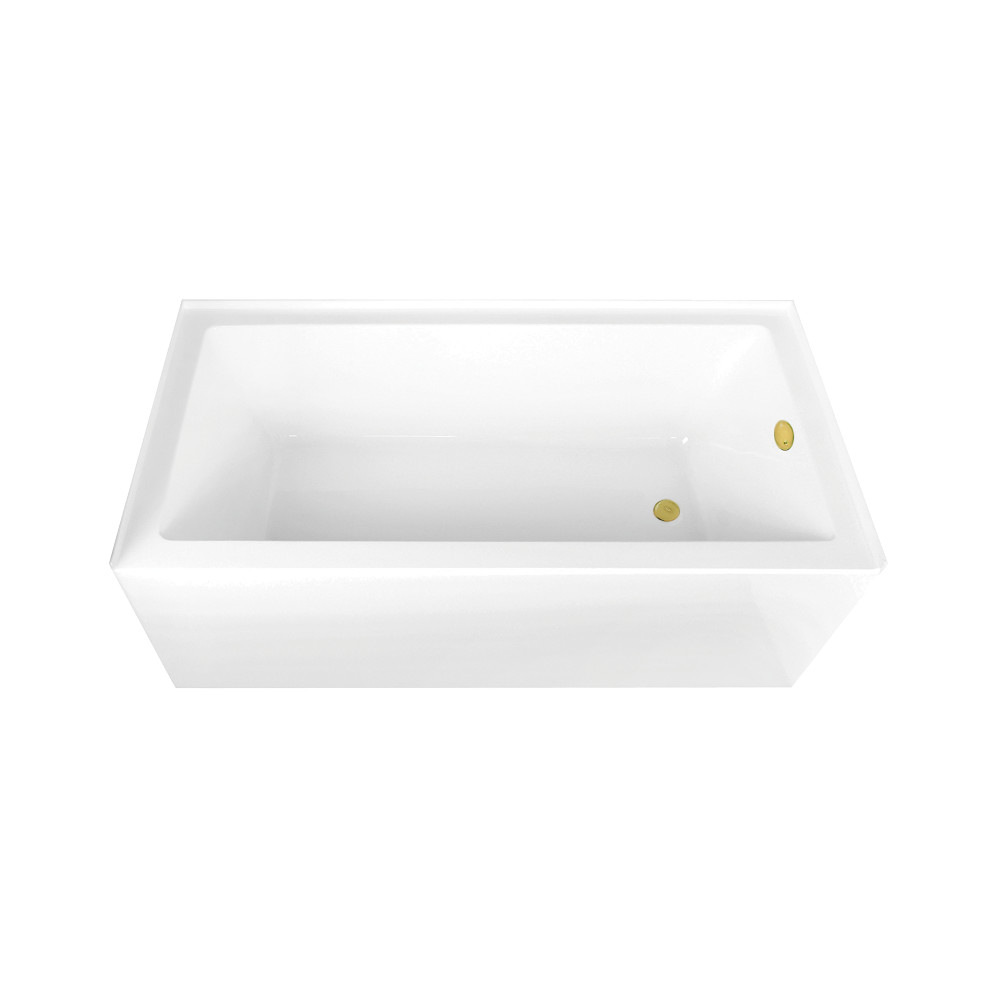 CVTAP663222R2 66 in. Acrylic Rectangular 3-Wall Alcove Tub Combo with Waste & Overflow Drain - Glossy White & Polished Brass