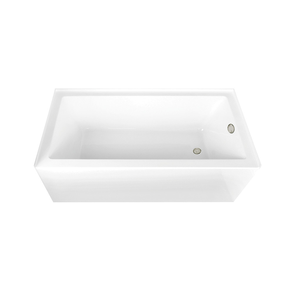 CVTAP663222R6 66 x 32 x 20.5 in. Acrylic Rectangular 3-Wall Alcove Tub Combo with Waste & Overflow Drain - Glossy White & Polished Nickel