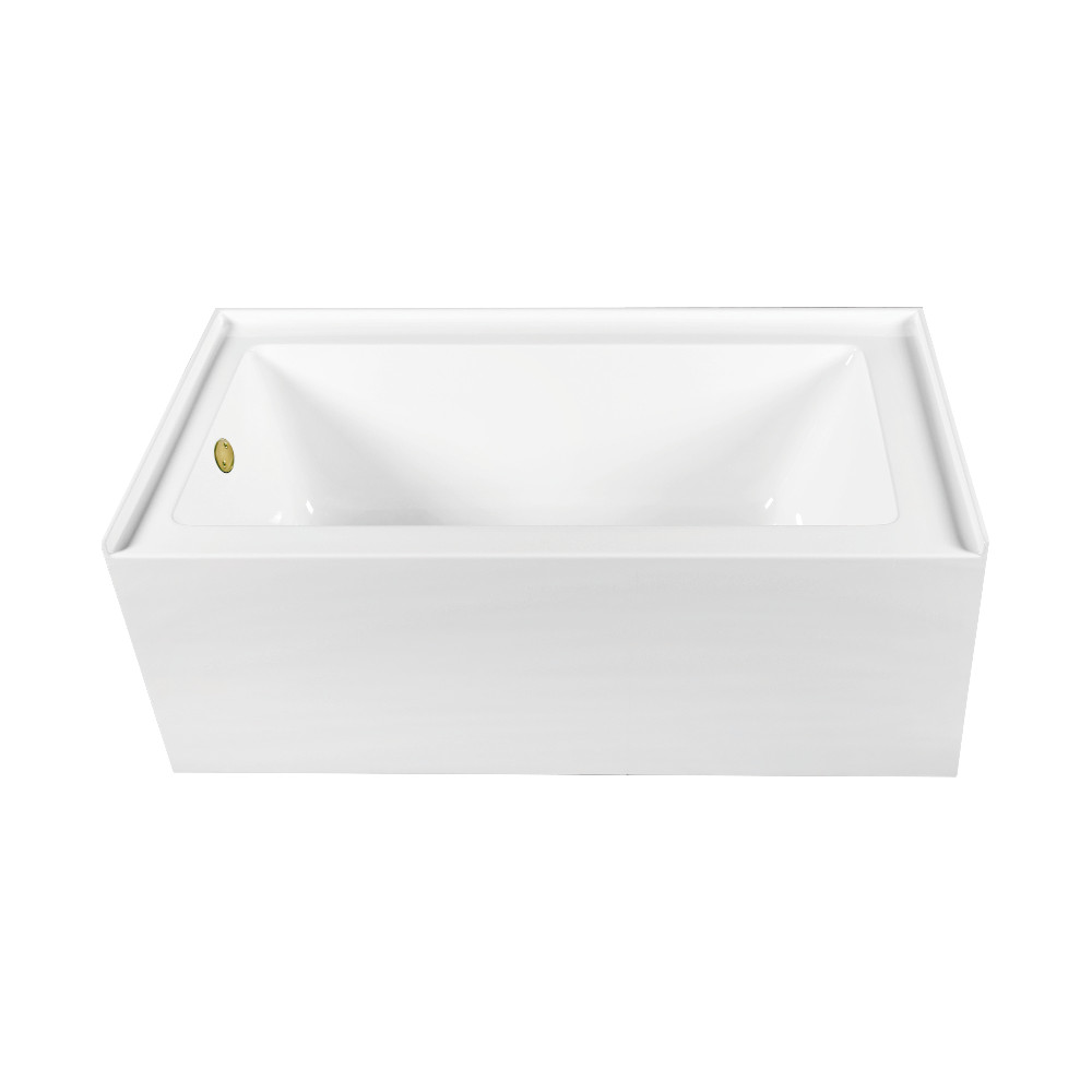CVTDE603122L2 60 x 30.68 x 22.06 in. Acrylic Rectangular 3-Wall Alcove Tub Combo with Waste & Overflow Drain, Glossy White & Polished Brass