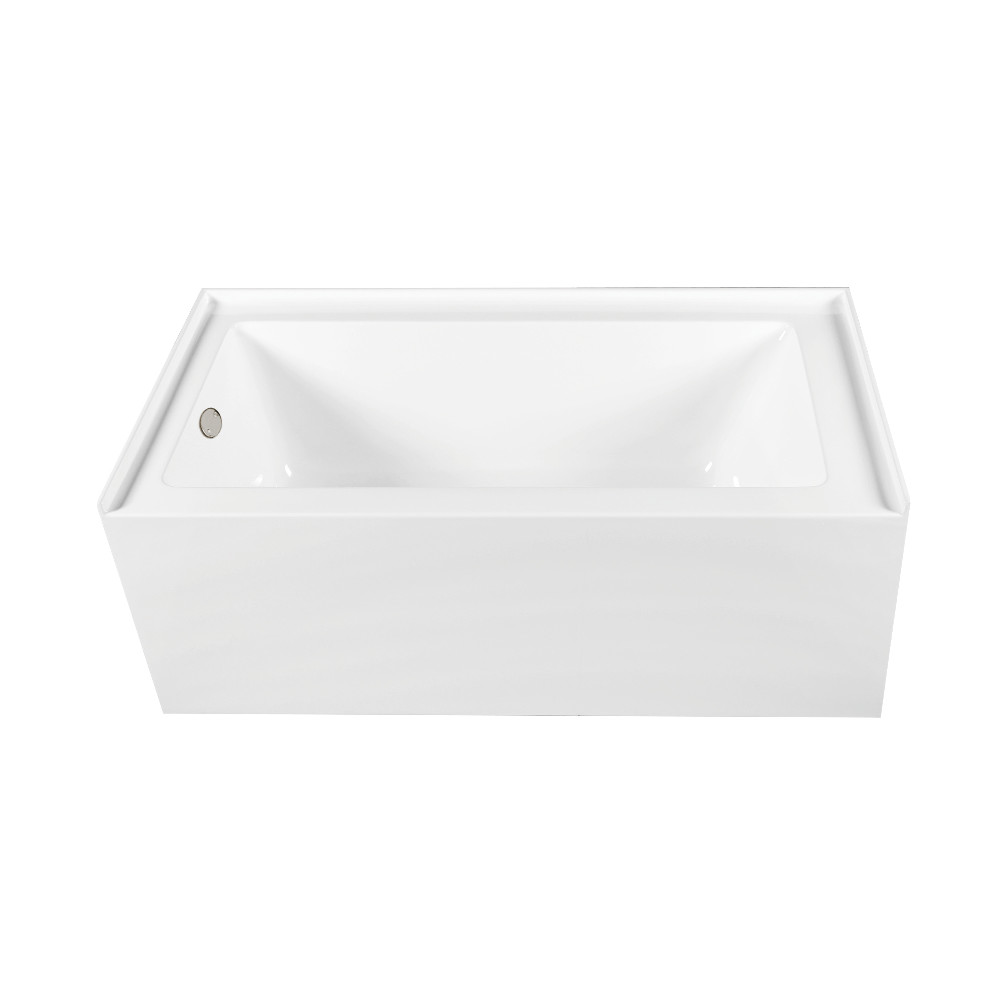 CVTDE603122L6 60 x 30.68 x 22.06 in. Acrylic Rectangular 3-Wall Alcove Tub Combo with Waste & Overflow Drain - Glossy White & Polished Nickel