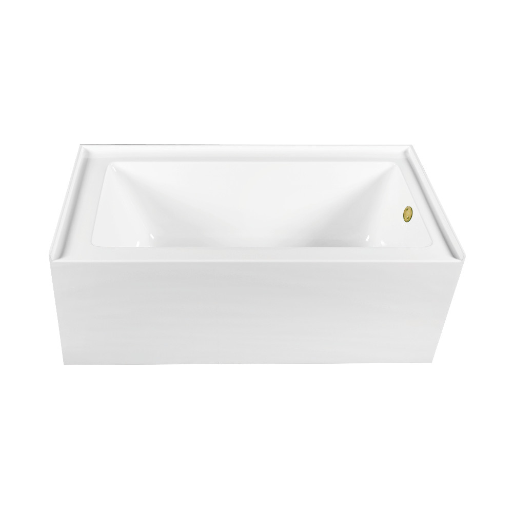 CVTDE603122R2 60 x 30.68 x 22.06 in. Acrylic Rectangular 3-Wall Alcove Tub Combo with Waste & Overflow Drain - Glossy White & Polished Brass