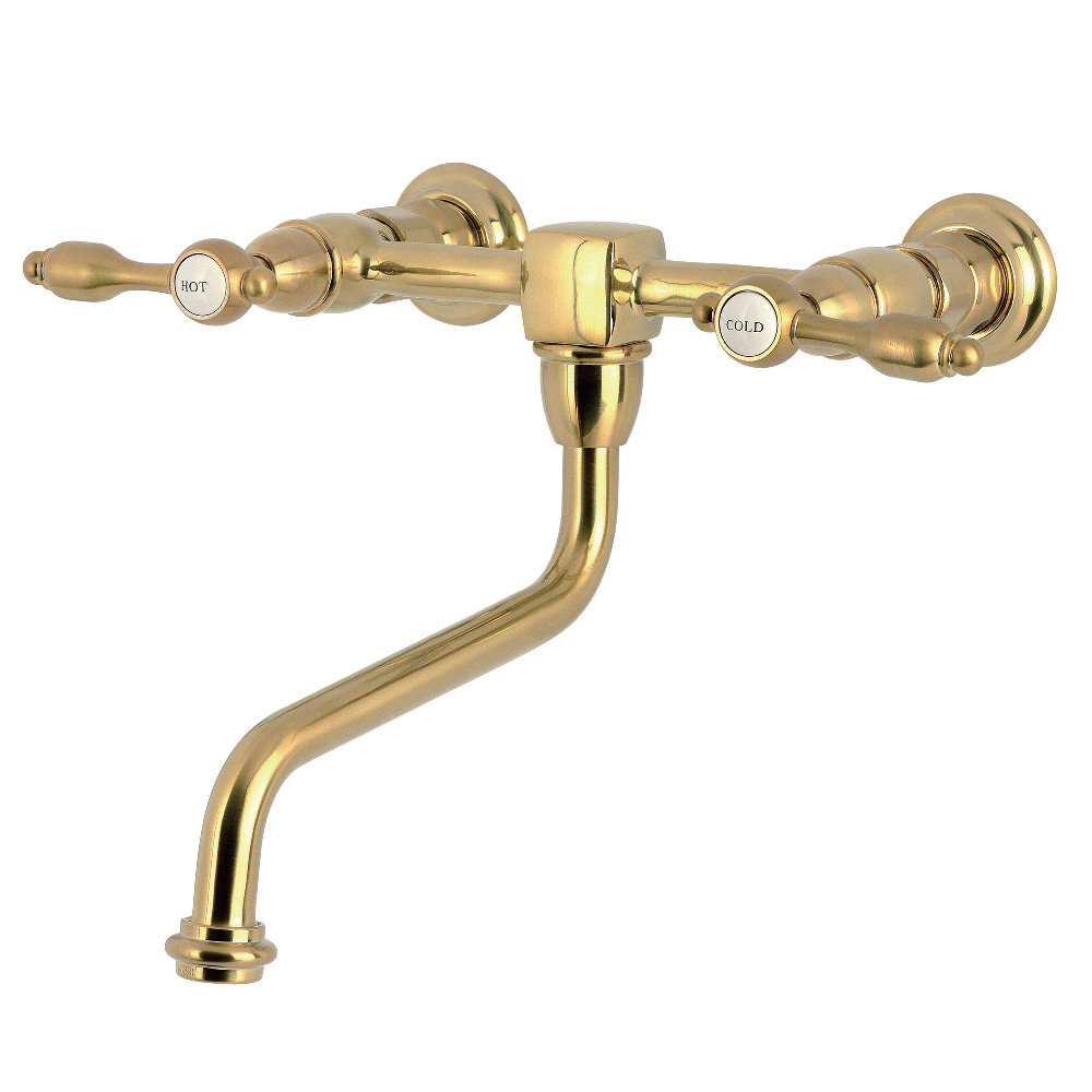 KS1217TAL Tudor Double-Handle Wall Mount Bathroom Faucet - Brushed Brass