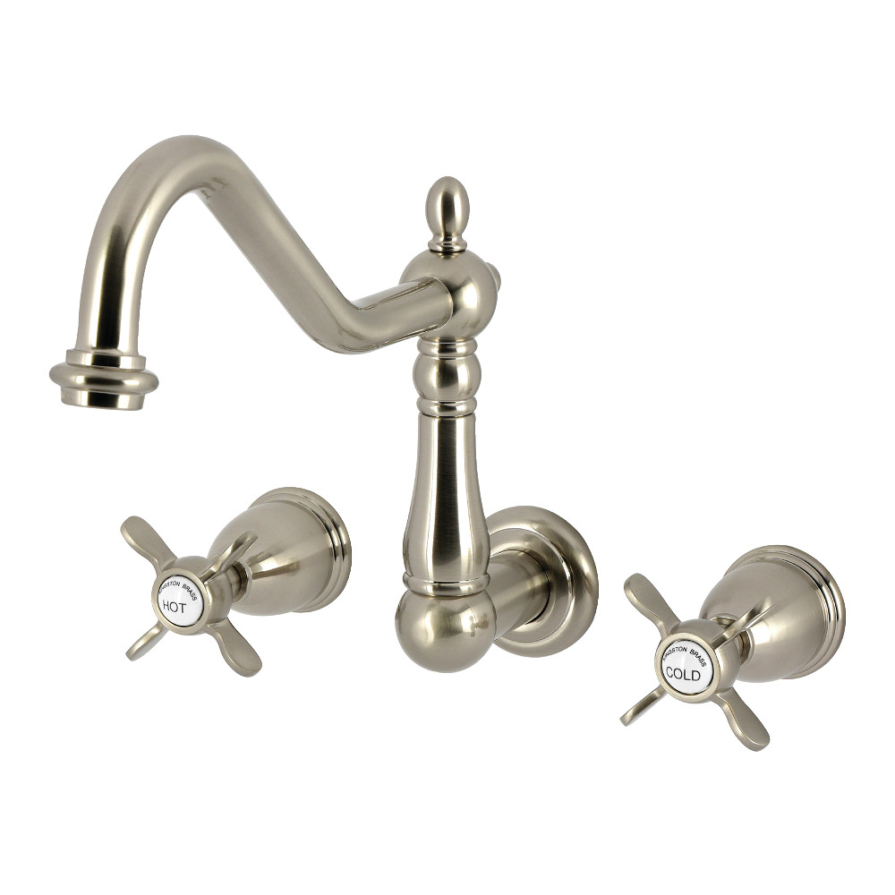 Picture of Kingston Brass KS1288BEX Essex Double-Handle Wall-Mount Kitchen Faucet - Brushed Nickel