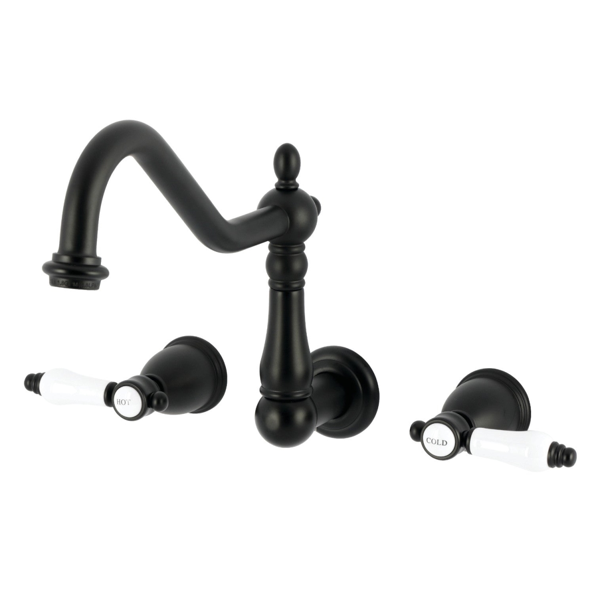 Picture of Kingston Brass KS1280BPL 13 x 11.625 x 7.937 in. in. Bel-Air Double-Handle Wall-Mount Kitchen Faucet, Matte Black
