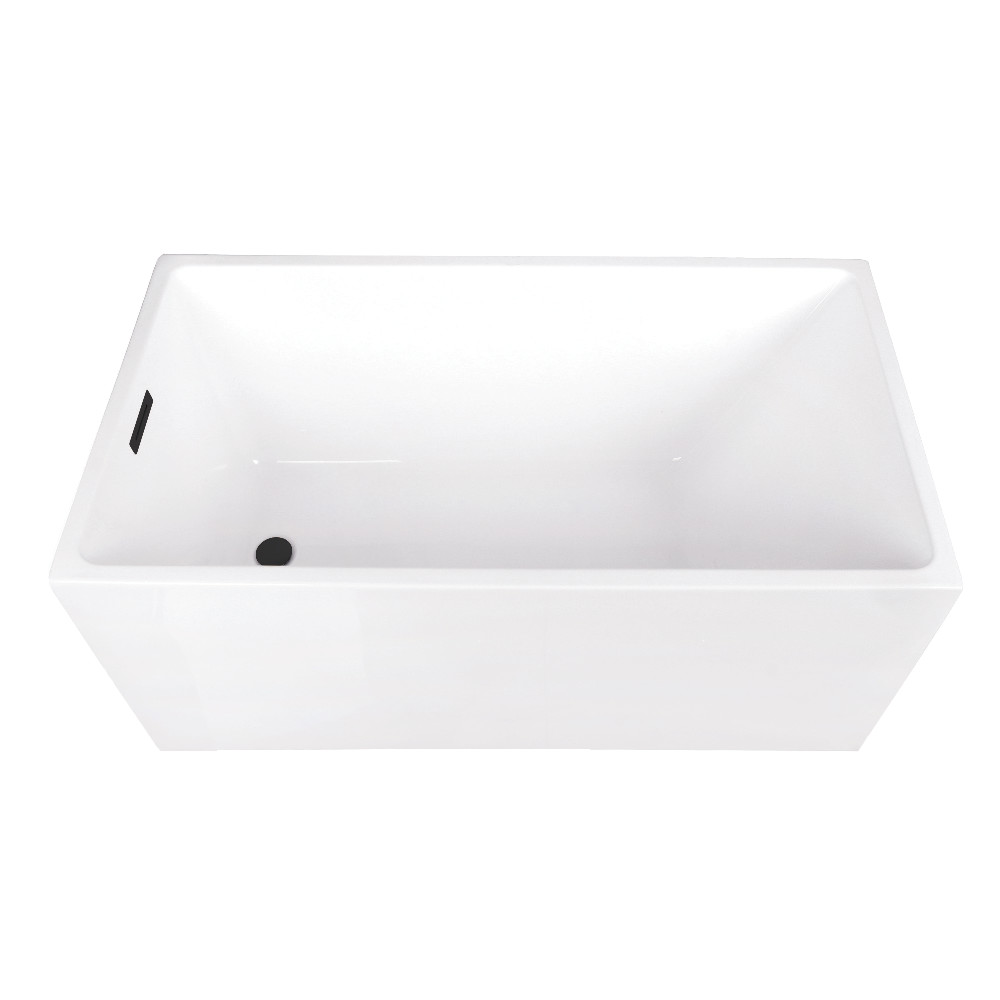 VTSQ512823C410 51 in. Acrylic Rectangular Double Ended Freestanding Tub with Drain - Glossy White & Matte Black