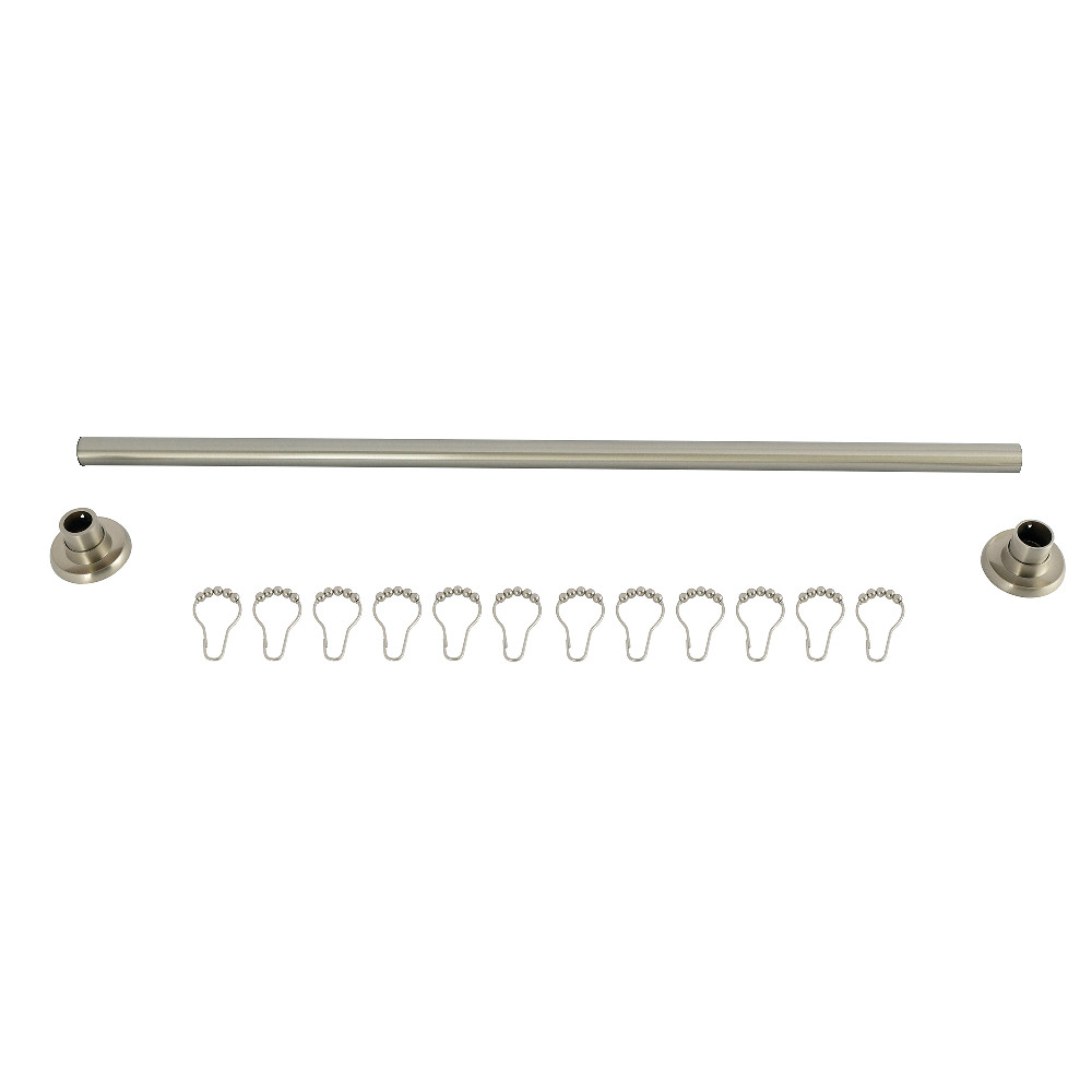 KSR368 Edenscape 36 in. -60 in. Stainless Steel Adjustable Shower Curtain Rod with Rings - Brushed Nickel