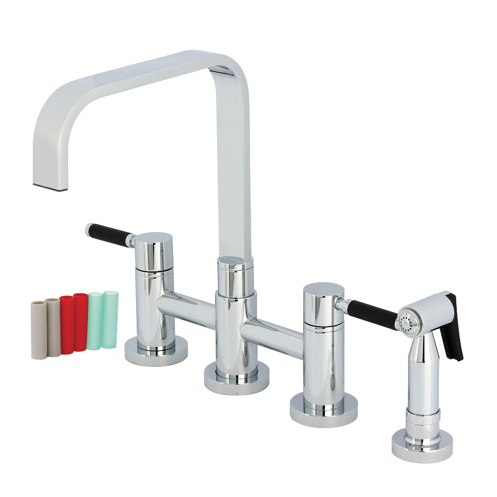 Picture of Kingston Brass KS8251DKLBS Kaiser Bridge Kitchen Faucet with Brass Side Sprayer - Polished Chrome