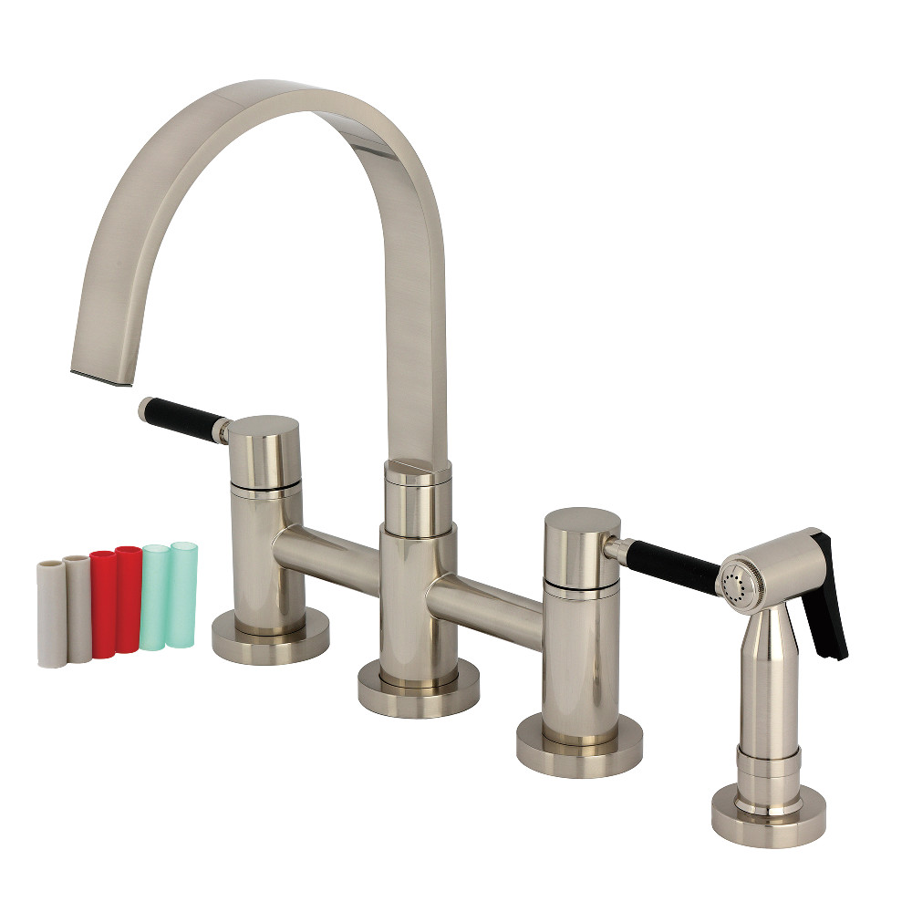 Picture of Kingston Brass KS8268DKLBS 8 x 7.31 x 12.31 in. Kaiser Bridge Kitchen Faucet with Brass Side Sprayer - Brushed Nickel