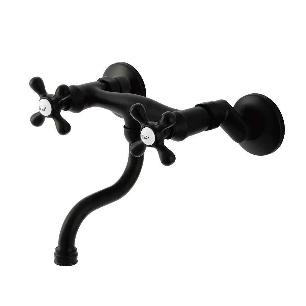 KS2110AX Double-Handle Wall Mount Bathroom Faucet - Matte Black