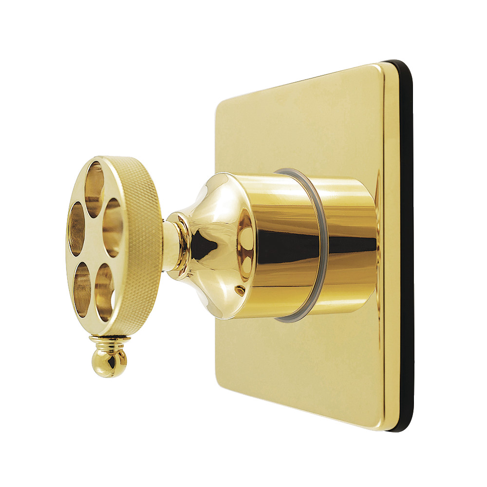 KS4042RKZ Wendell Single-Handle Six-Way Diverter Valve with Knurled Handle & Square Trim Kit - Polished Brass