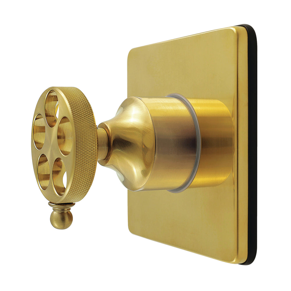 KS4047RKZ Wendell Single-Handle Six-Way Diverter Valve with Knurled Handle & Square Trim Kit, Brushed Brass