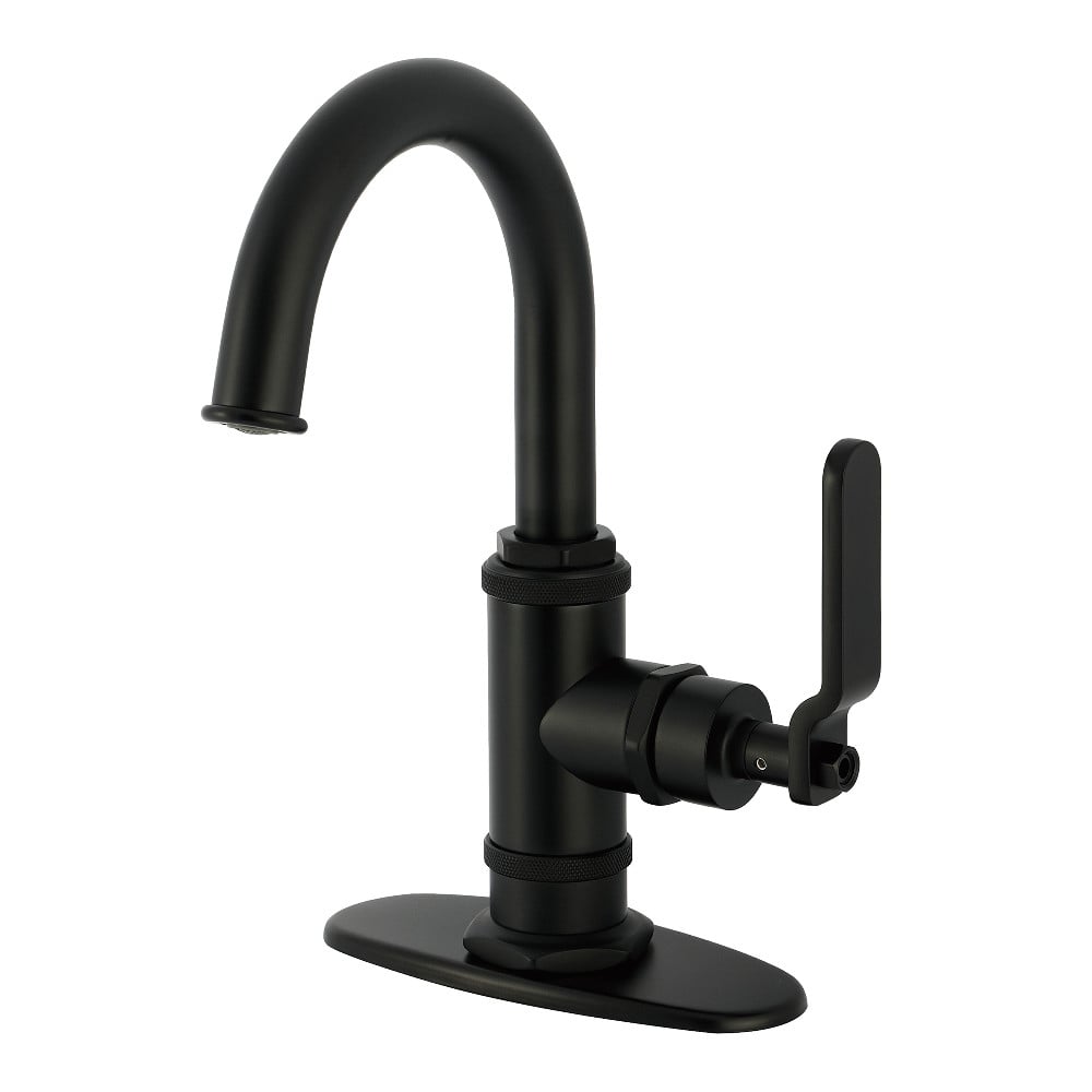 KSD2210KL Whitaker One-Handle Single-Hole Bathroom Faucet with Deck Plate & Push Pop-Up Drain - Matte Black