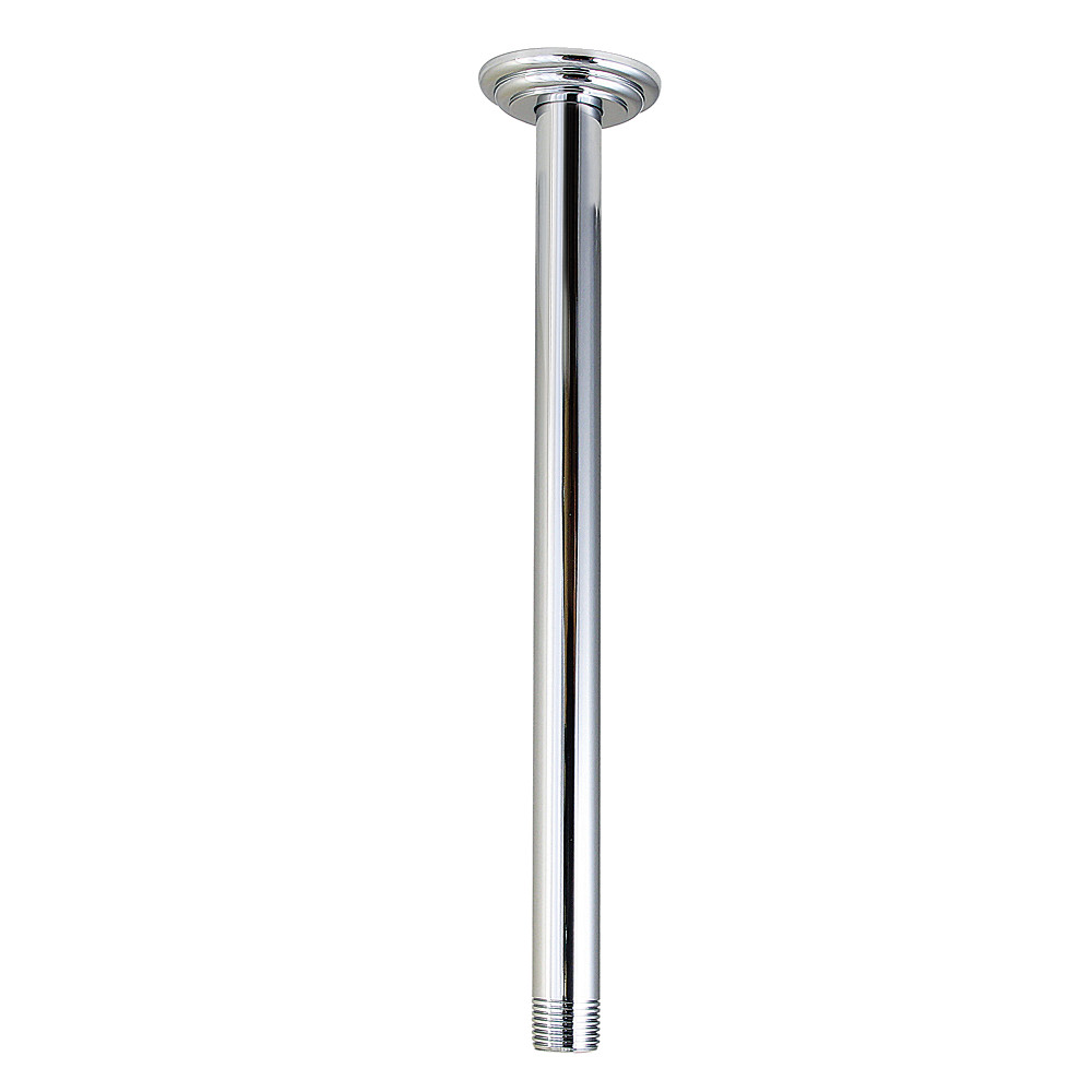 12-Inch Ceiling Mount Shower Arm - Polished Chrome - Solid Brass - Spa Experience