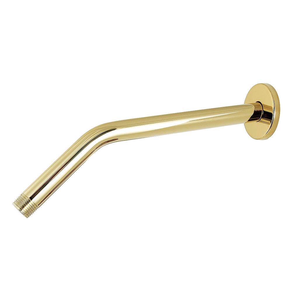 Shower Arm - Polished Brass - 12 in. - Includes Round Flange - Durable Design