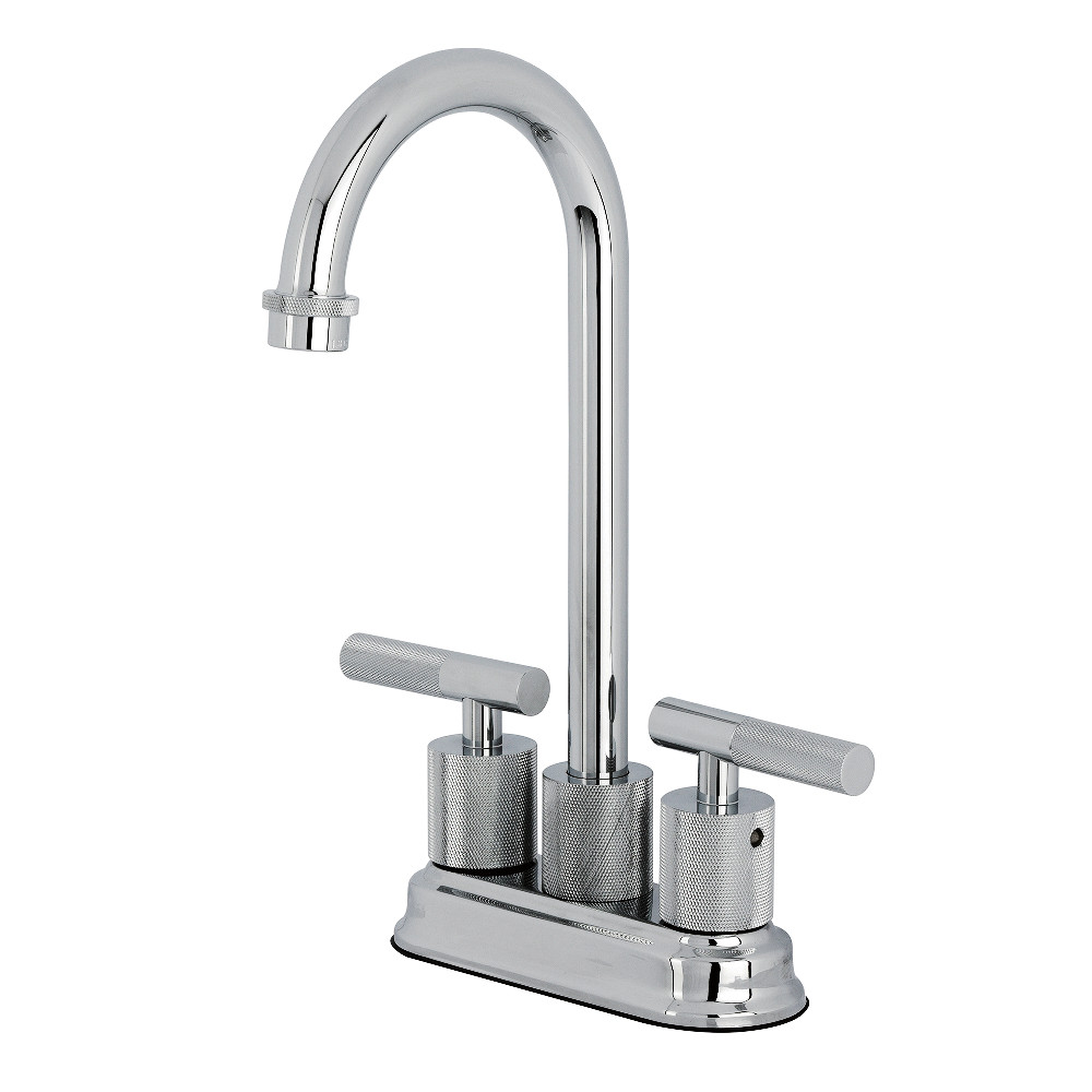 Picture of Kingston Brass KB5491KNL Convergent Double-Handle 4 in. Center Set Bar Faucet with Knurled Handle - Polished Chrome