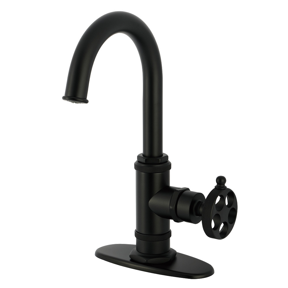 Picture of Kingston Brass KSD8500RKZ Wendell Single-Handle Bar Faucet with Knurled Handle - Matte Black