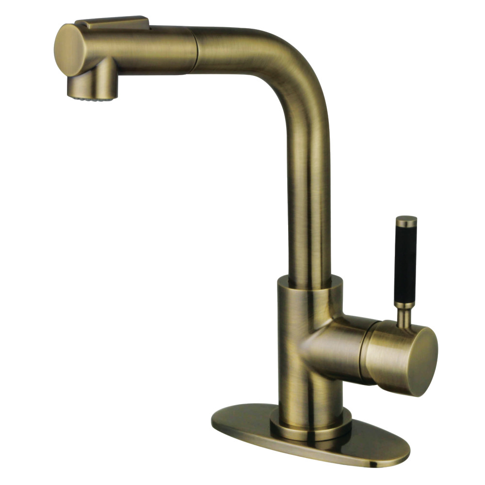 Picture of Kingston Brass LS241DKLAB Kaiser Single-Handle Pull-Out Bar Faucet - Antique Brass
