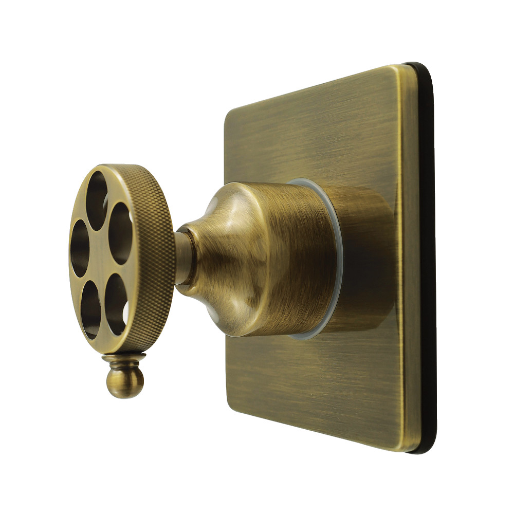 KS4043RKZ Wendell Single-Handle Six-Way Diverter Valve with Knurled Handle & Square Trim Kit - Antique Brass
