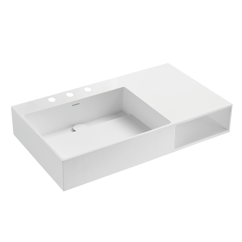 VPB3368SQA Modern 36 in. Solid Surface Console Sink - Matte White