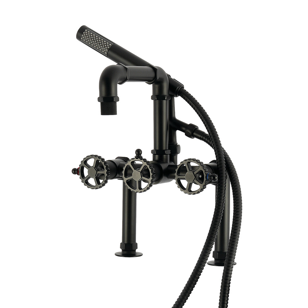 AE6400CG Fuller 7 in. Center Deck-Mount Clawfoot Tub Faucet with Hand Shower - Matte Black