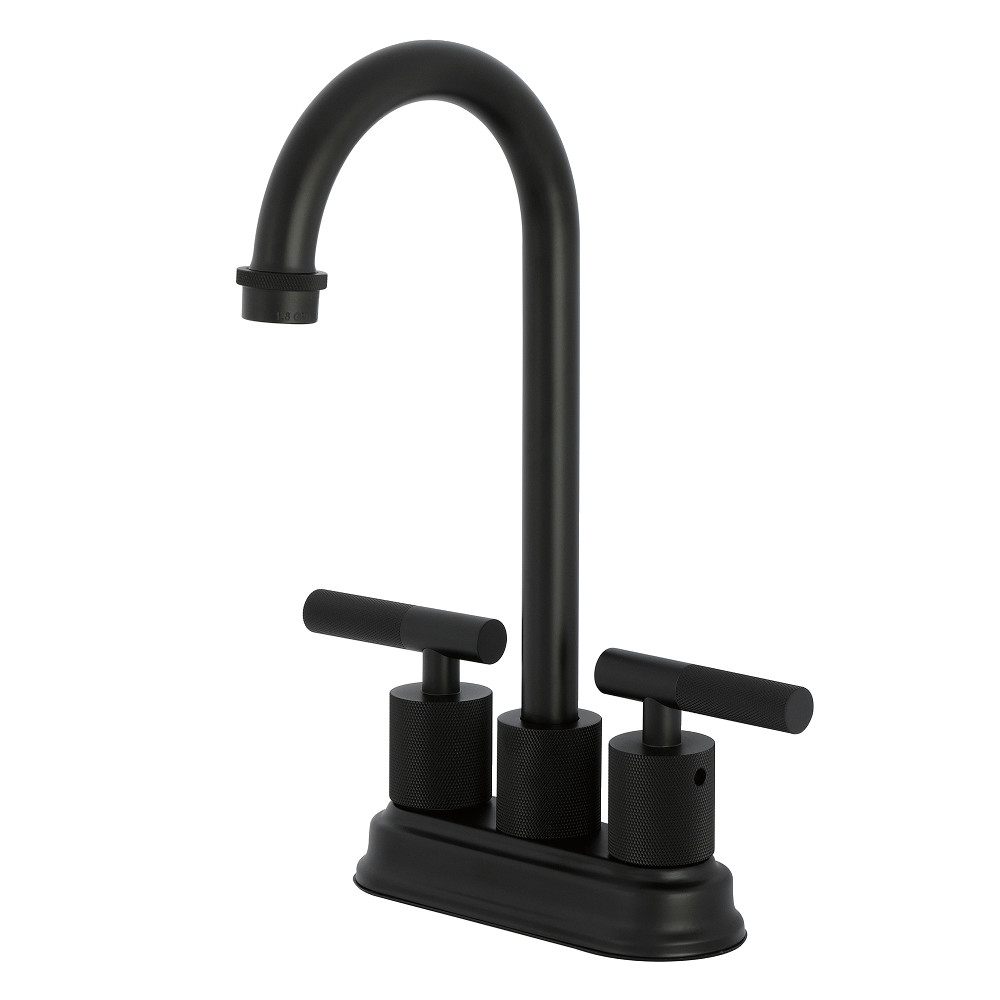Picture of Kingston Brass KB5490KNL Convergent Double-Handle 4 in. Center Set Bar Faucet with Knurled Handle - Matte Black